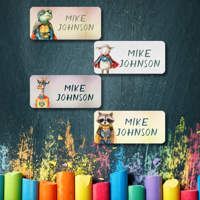 Animals Heroes waterproof kids name clothing (Animals Heroes waterproof kids name clothing Labels)