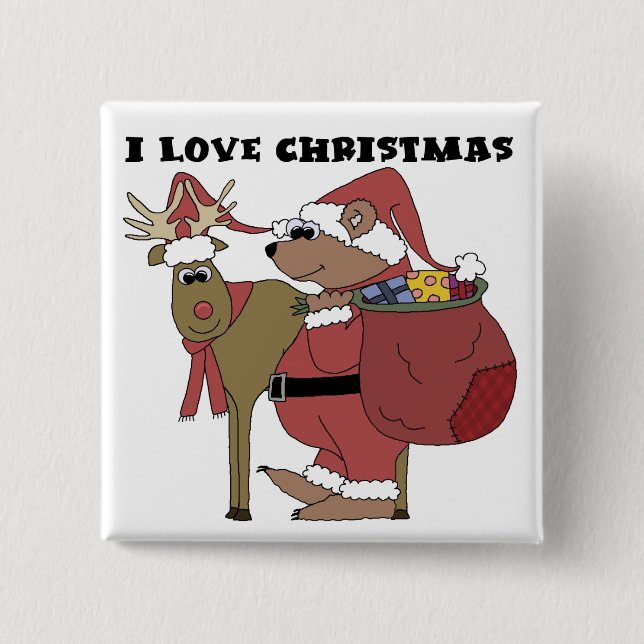 Animals I Love Christmas Tshirts and Gifts 15 Cm Square Badge (Front)