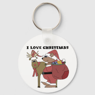 Animals I Love Christmas Tshirts and Gifts Key Ring