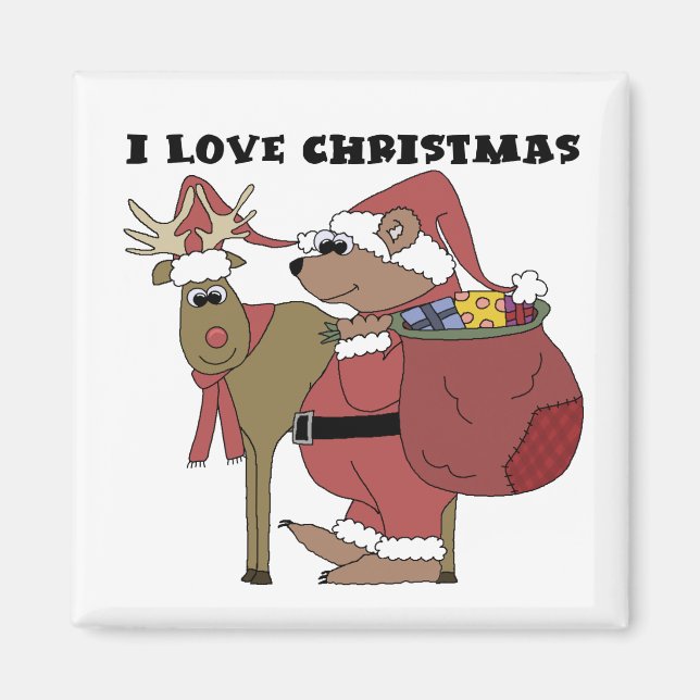 Animals I Love Christmas Tshirts and Gifts Magnet (Front)