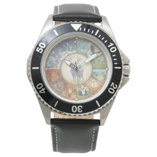 Animals image round coaster sticker watch