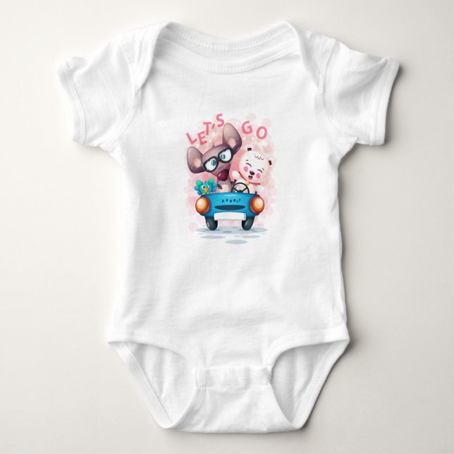 Animals in a car No 3  Baby Bodysuit (Front)