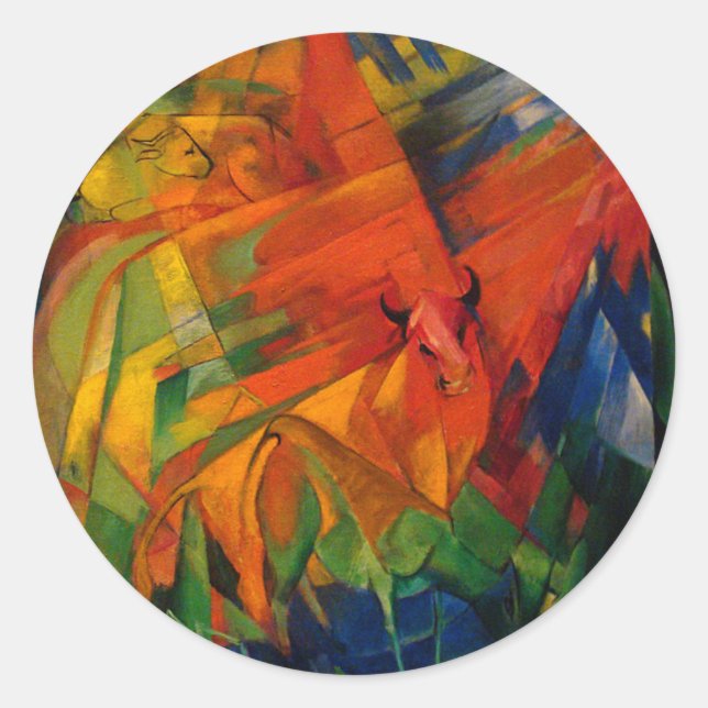 Animals in a Landscape by Franz Marc Classic Round Sticker (Front)