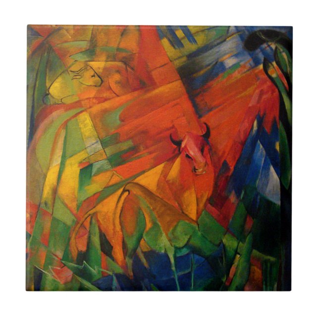 Animals in a Landscape by Franz Marc Tile (Front)