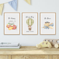 Animals In Aeroplane Nursery Decor Custom Text Nam