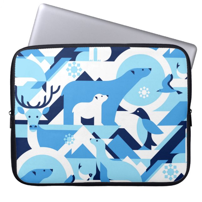 Animals in Arctical, Polar - abstract pattern, sea Laptop Sleeve (Front)