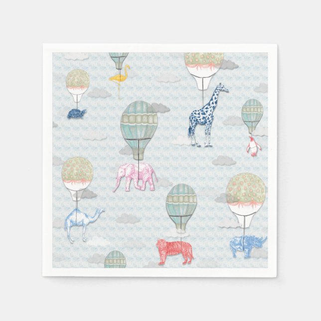 Animals in Hot Air Balloons Napkin (Front)