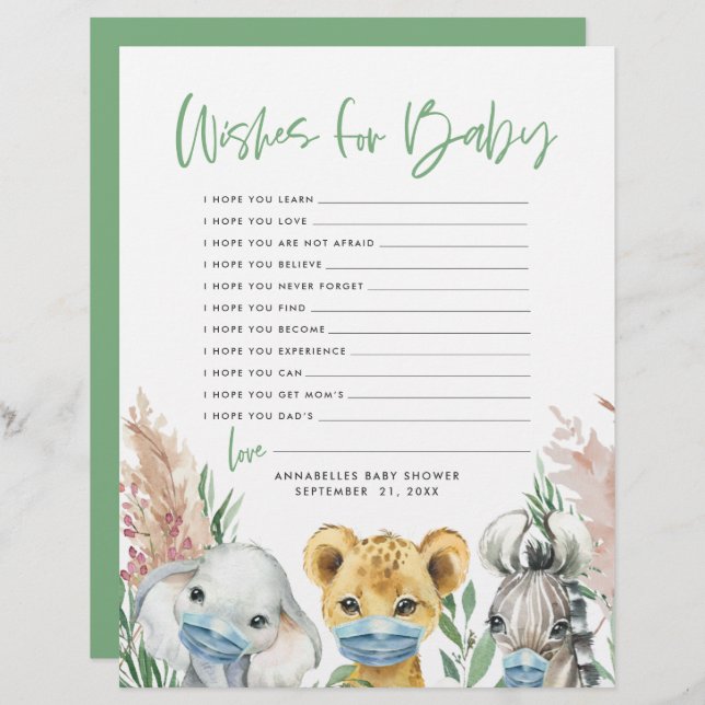 Animals in mask gender neutral wishes for baby let custom letterhead (Front/Back)