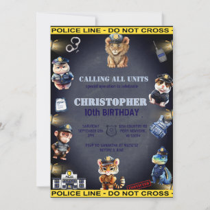 Animals in Police Uniform birthday Invitation