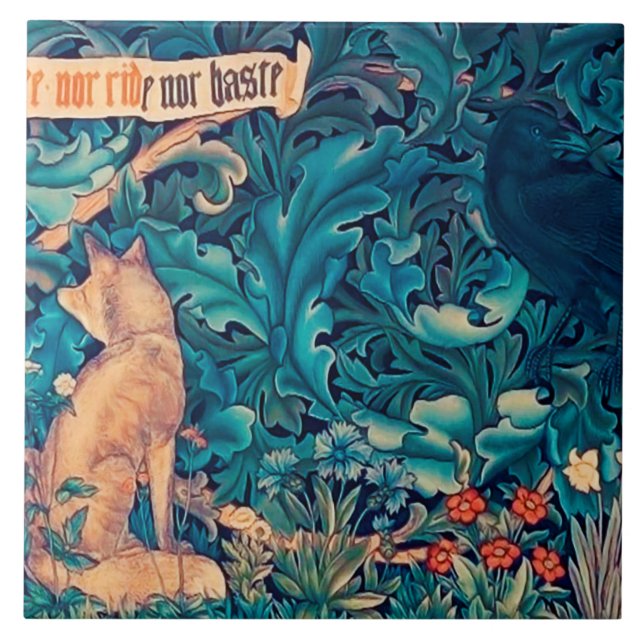 Animals in The Forest, William Morris Ceramic Tile (Front)