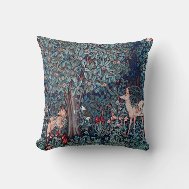 Animals in The Forest, William Morris Cushion (Front)
