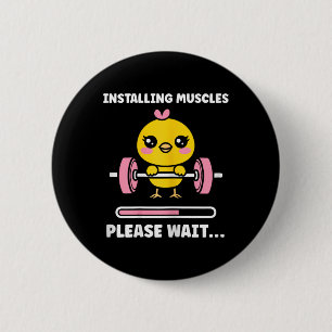 Animals Installing Muscles Fitness Bodybuilding Ch 6 Cm Round Badge