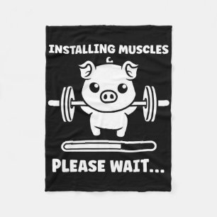 Animals Installing Muscles Fitness Bodybuilding Pi Fleece Blanket