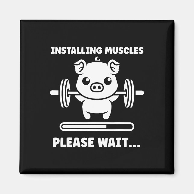 Animals Installing Muscles Fitness Bodybuilding Pi Magnet (Front)