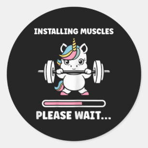 Animals Installing Muscles Fitness Bodybuilding Un Classic Round Sticker