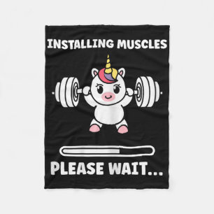 Animals Installing Muscles Fitness Bodybuilding Un Fleece Blanket