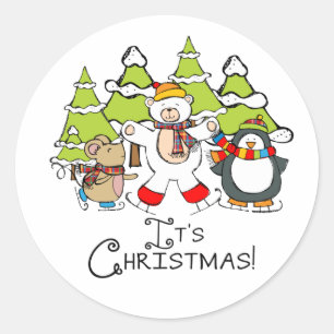 Animals It's Christmas Classic Round Sticker