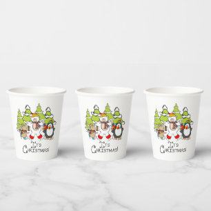 Animals It's Christmas Paper Cups