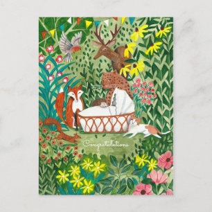 Animals Jungle Green   New Baby Congratulations   Holiday Postcard