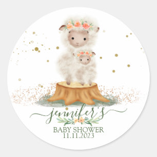Animals Lamb Sheep Family Favour Classic Round Sticker