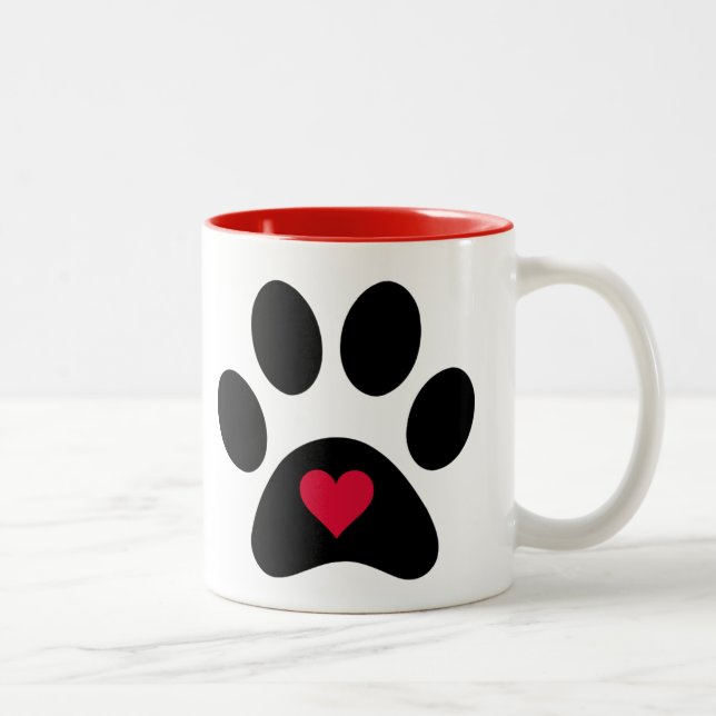 "Animals Leave Paw Prints On Our Hearts..." Two-Tone Coffee Mug (Right)