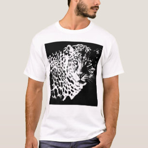 Animals Leopard Head Pop Art Template Modern Mens T-Shirt