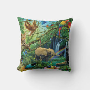Animals living together throw pillow