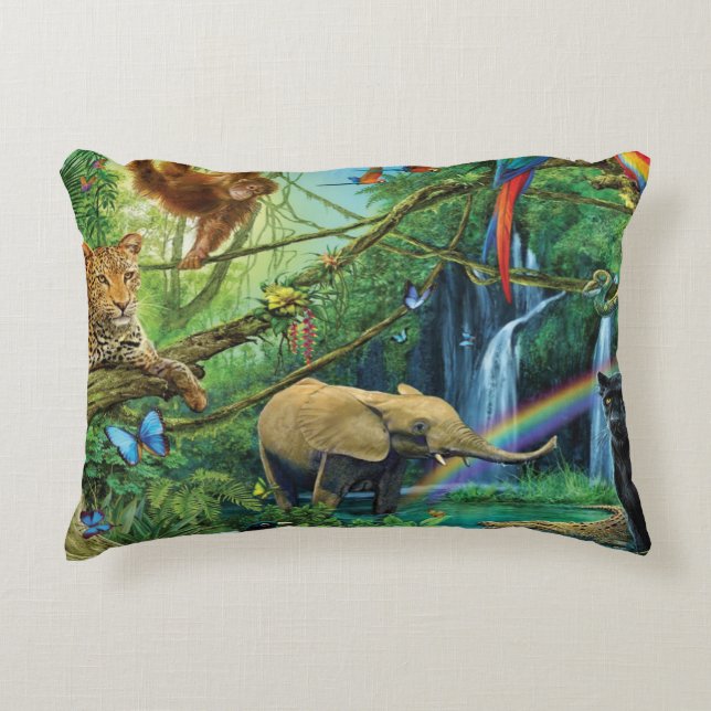 Animals living together throw pillow (Front)