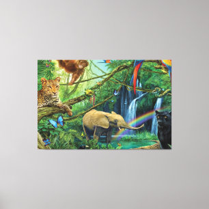 Animals living together throw pillow canvas print
