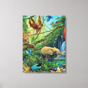 Animals living together throw pillow canvas print