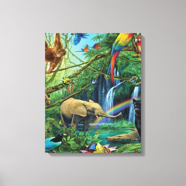 Animals living together throw pillow canvas print (Front)