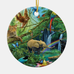 Animals living together throw pillow ceramic tree decoration