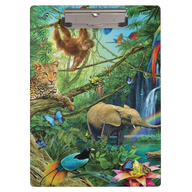 Animals living together throw pillow clipboard (Front)