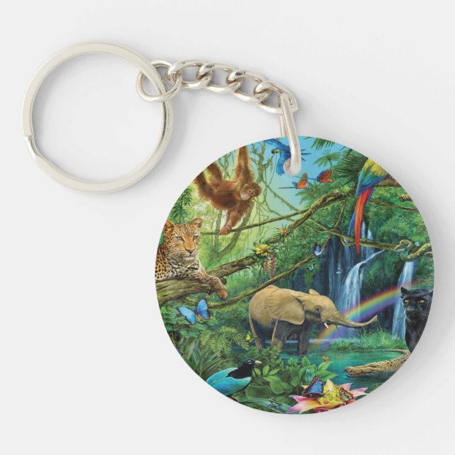 Animals living together throw pillow key ring (Front)