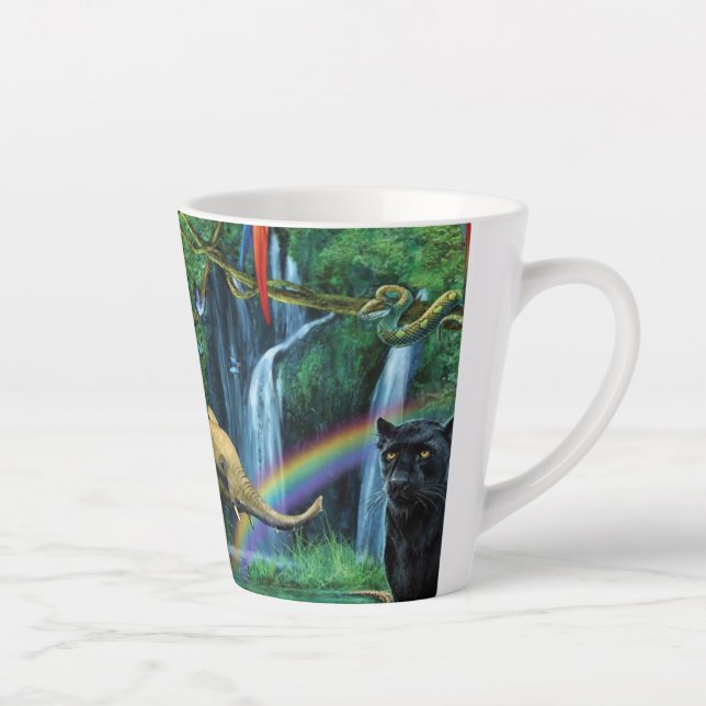 Animals living together throw pillow latte mug (Right)