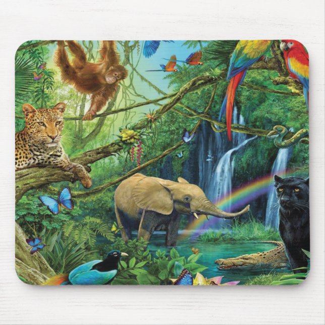Animals living together throw pillow mouse pad (Front)
