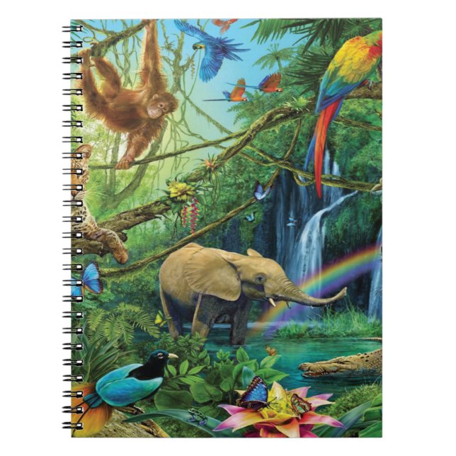 Animals living together throw pillow notebook (Front)