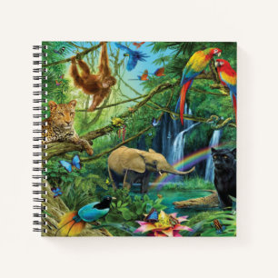 Animals living together throw pillow notebook