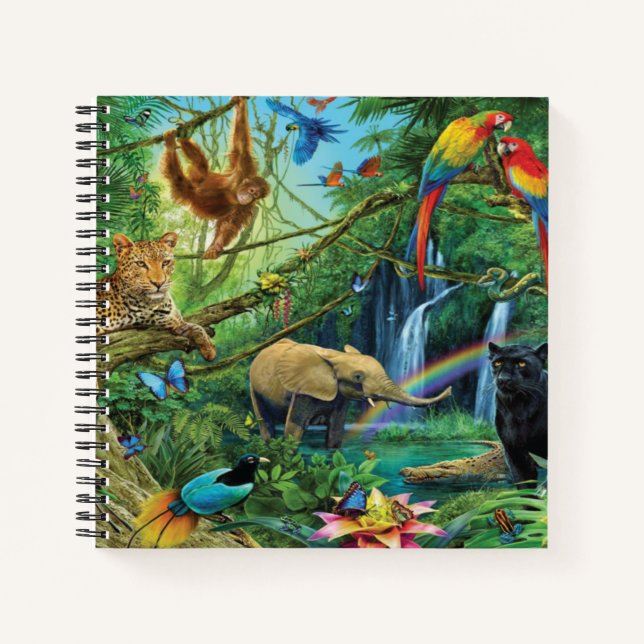 Animals living together throw pillow notebook (Front)