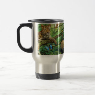 Animals living together throw pillow travel mug