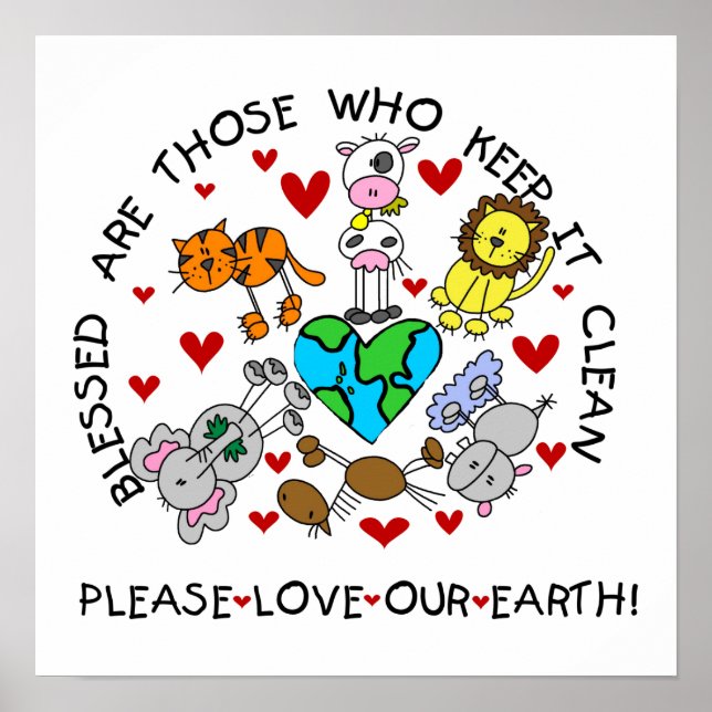 Animals Love the Earth T-shirts and GIfts Poster (Front)