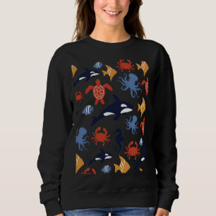 Animals Marine Life Orca Octopus Fish Crab Turtle Sweatshirt