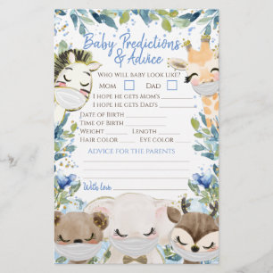 Animals Mask Covid Boy Baby Shower Double Game Flyer