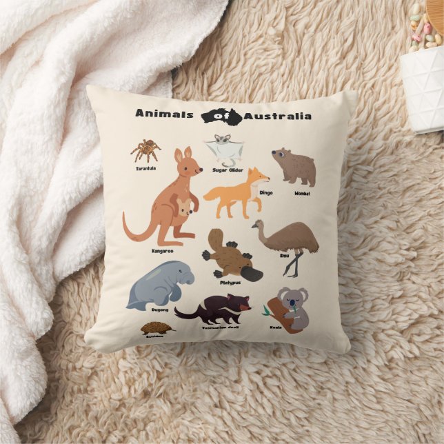 Animals of Australia Aussie Wildlife Cushion (Blanket)