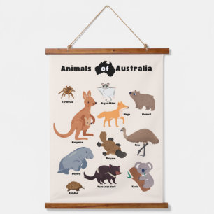 Animals of Australia Aussie Wildlife Hanging Tapestry