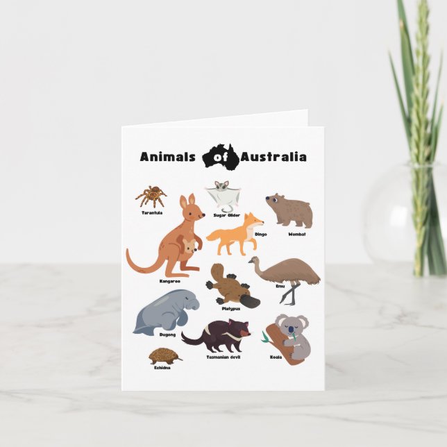 Animals of Australia Aussie Wildlife Note Card (Front)