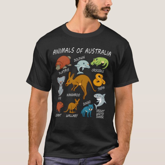 Animals Of Australia retro T-Shirt (Front)