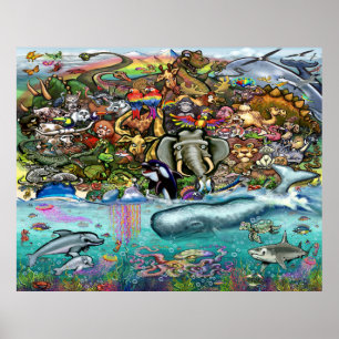 Animals of Land and Sea Poster