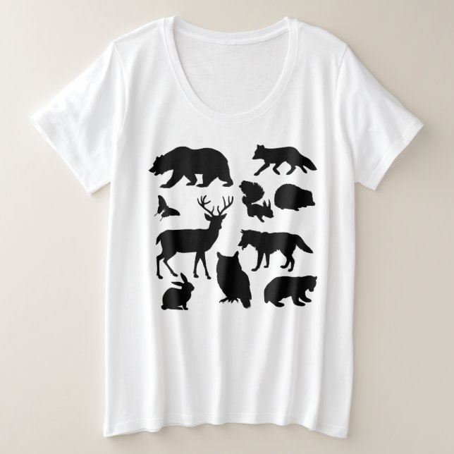Animals Of The Forest, Wildlife Plus Size T-Shirt (Design Front)