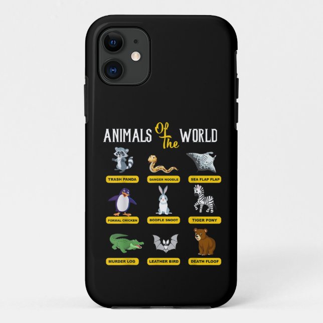 Animals Of The World Funny Animal Real Names Case-Mate iPhone Case (Back)